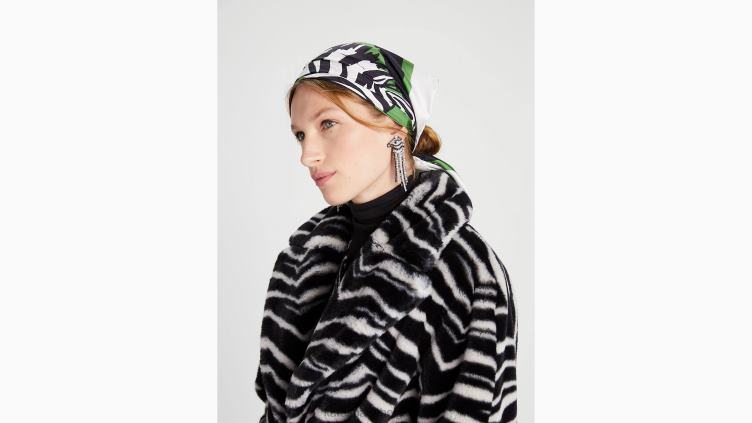 foulard carré en soie zèbre Kate Spade femmes accessoires D82881434 vert amer
