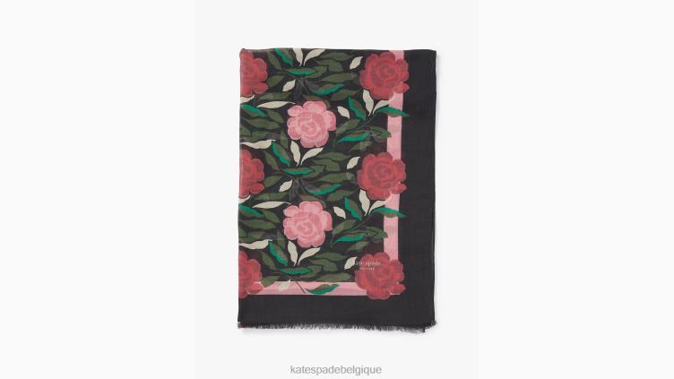 foulard oblong roseraie Kate Spade femmes accessoires D82881460 noir