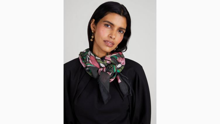 foulard oblong roseraie Kate Spade femmes accessoires D82881460 noir