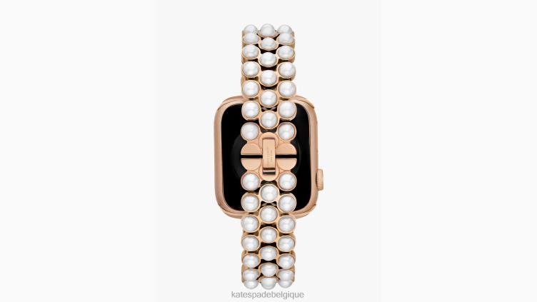 Bracelet 38/40 mm en acier inoxydable doré perlé pour Apple Watch Kate Spade femmes accessoires D82881071 parchemin
