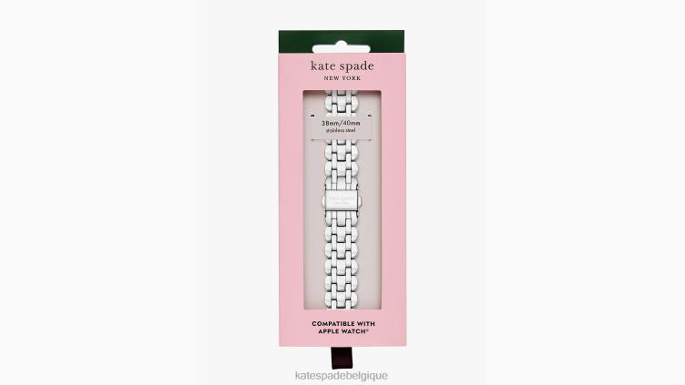 Bracelet en acier inoxydable à maillons festonnés argentés, bracelet de 38/40mm pour apple watch Kate Spade femmes accessoires D82881100 argent