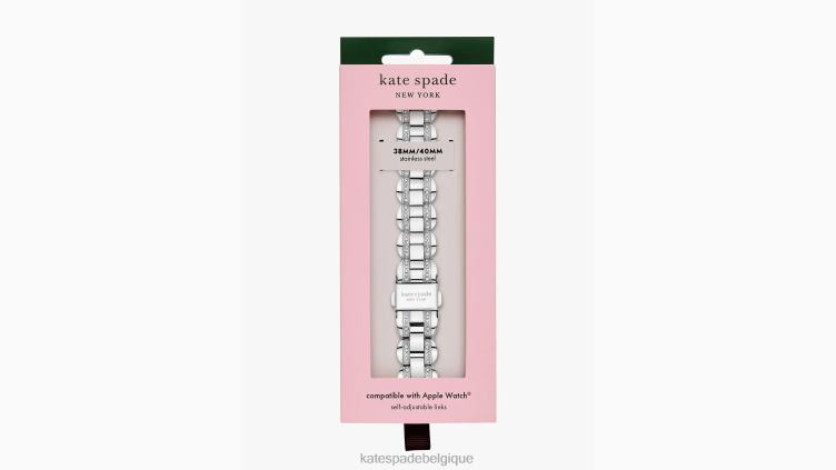 bracelet en acier inoxydable pavé 38/40 mm pour montre apple Kate Spade femmes accessoires D82881049 argent