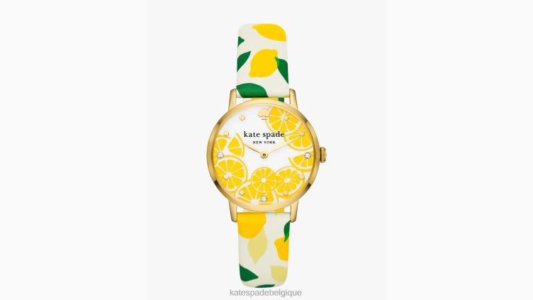 montre metro en cuir jaune citron Kate Spade femmes accessoires D82881149 blanc