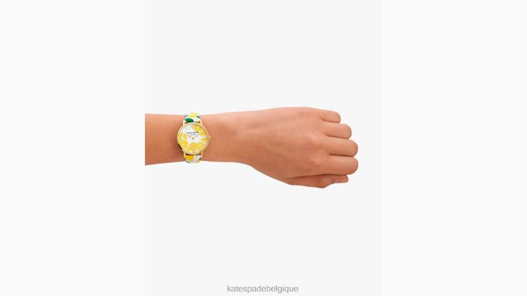 montre metro en cuir jaune citron Kate Spade femmes accessoires D82881149 blanc