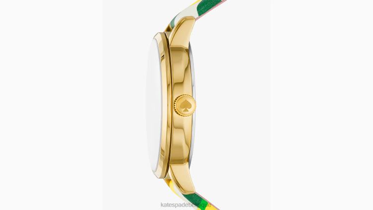 montre metro en cuir jaune citron Kate Spade femmes accessoires D82881149 blanc