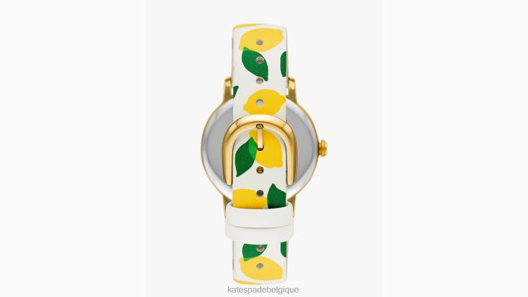 montre metro en cuir jaune citron Kate Spade femmes accessoires D82881149 blanc