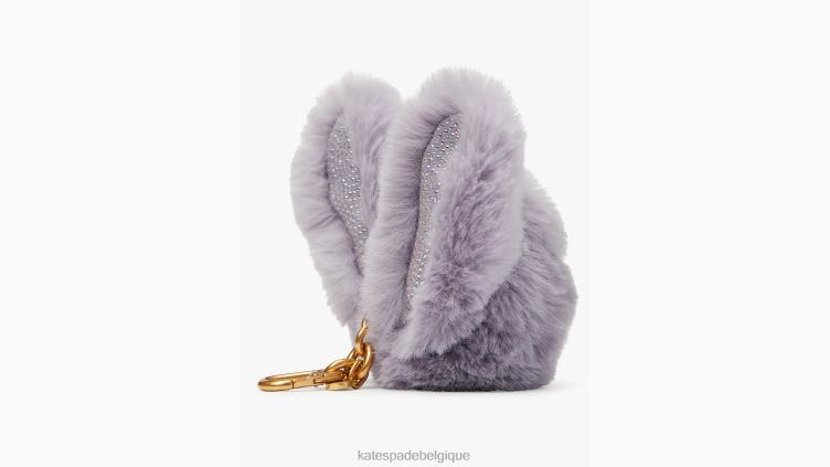 porte-clés en fausse fourrure du nouvel an lunaire Kate Spade femmes accessoires D82881428 crème de lavande
