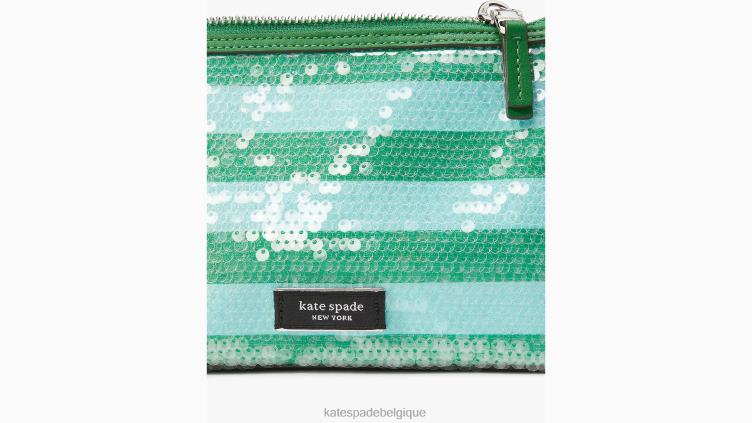 pochette east west à sequins et rayures en bord de mer lulu Kate Spade femmes accessoires D828819 légumes verts frais multi