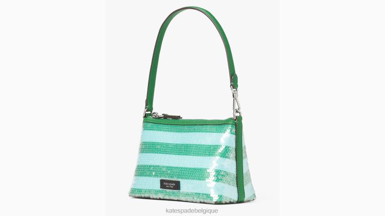 pochette east west à sequins et rayures en bord de mer lulu Kate Spade femmes accessoires D828819 légumes verts frais multi