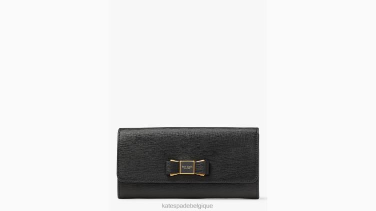 portefeuille continental à rabat orné d'un nœud morgan Kate Spade femmes accessoires D8288389 noir