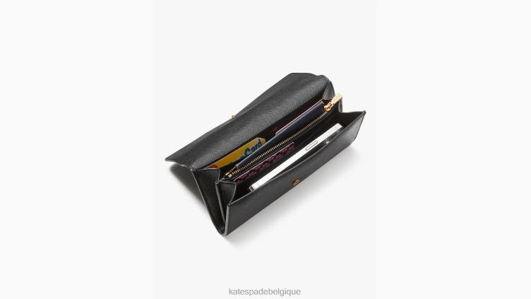 portefeuille continental à rabat orné d'un nœud morgan Kate Spade femmes accessoires D8288389 noir