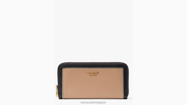 portefeuille continental zippé à couleurs contrastées morgan Kate Spade femmes accessoires D8288402 café moka multi