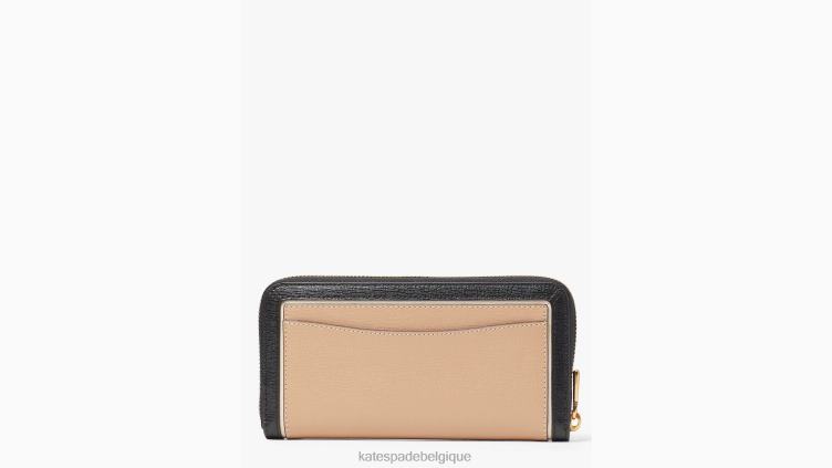 portefeuille continental zippé à couleurs contrastées morgan Kate Spade femmes accessoires D8288402 café moka multi