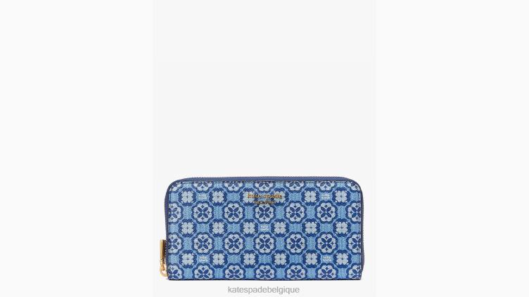 portefeuille continental zippé en toile enduite à monogramme fleuri Kate Spade femmes accessoires D8288428 espace multi