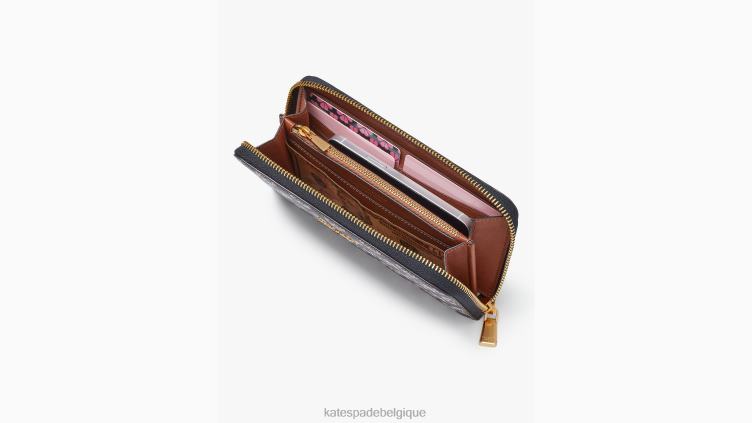 portefeuille continental zippé en toile enduite à monogramme fleuri Kate Spade femmes accessoires D8288428 espace multi