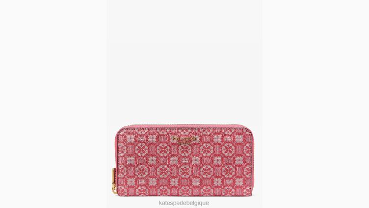 portefeuille continental zippé en toile enduite à monogramme fleuri Kate Spade femmes accessoires D8288429 confiture de framboises multi
