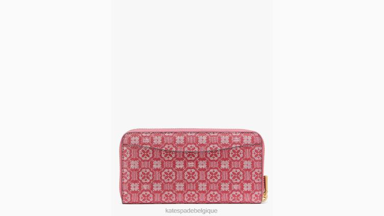 portefeuille continental zippé en toile enduite à monogramme fleuri Kate Spade femmes accessoires D8288429 confiture de framboises multi