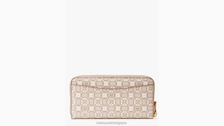 portefeuille continental zippé en toile enduite à monogramme fleuri Kate Spade femmes accessoires D8288430 naturel multi