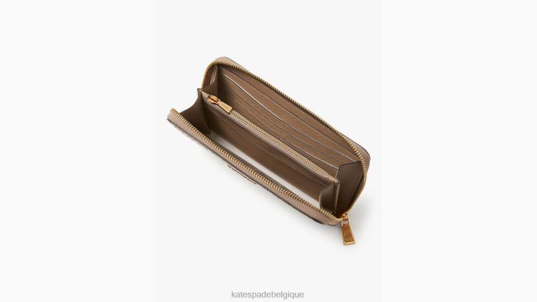 portefeuille continental zippé en toile enduite à monogramme fleuri Kate Spade femmes accessoires D8288430 naturel multi