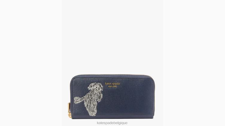 portefeuille continental zippé gaufré à poils longs Kate Spade femmes accessoires D8288465 blazer bleu multicolore
