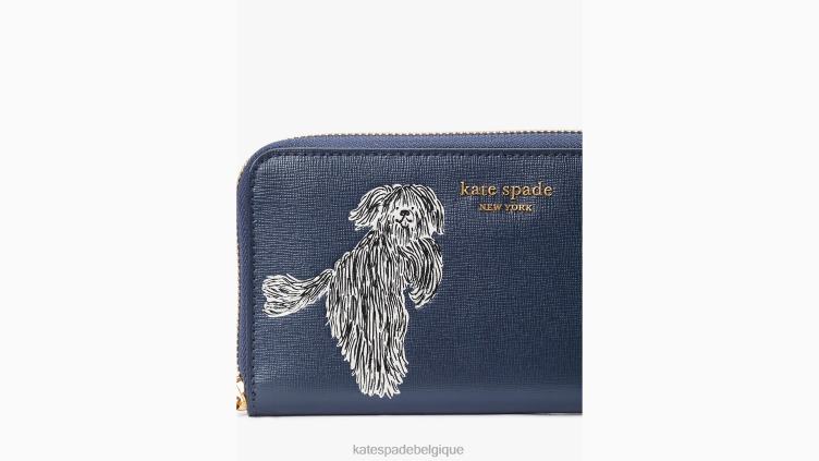 portefeuille continental zippé gaufré à poils longs Kate Spade femmes accessoires D8288465 blazer bleu multicolore