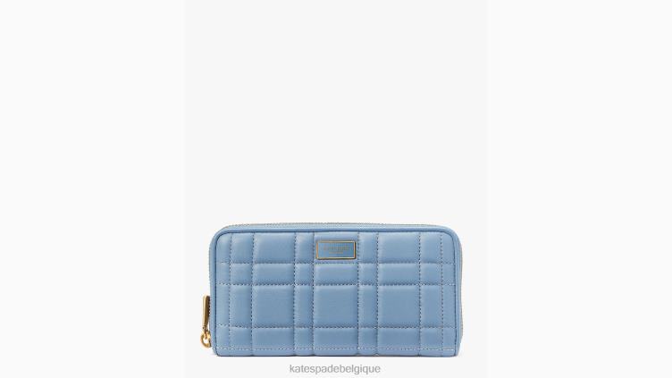 portefeuille continental zippé matelassé evelyn Kate Spade femmes accessoires D8288395 bleu mante
