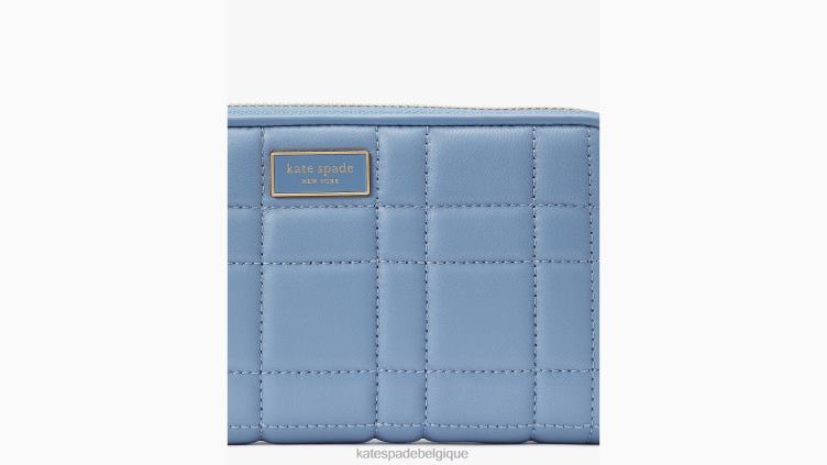 portefeuille continental zippé matelassé evelyn Kate Spade femmes accessoires D8288395 bleu mante
