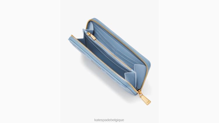 portefeuille continental zippé matelassé evelyn Kate Spade femmes accessoires D8288395 bleu mante