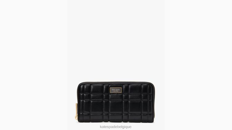 portefeuille continental zippé matelassé evelyn Kate Spade femmes accessoires D8288396 noir