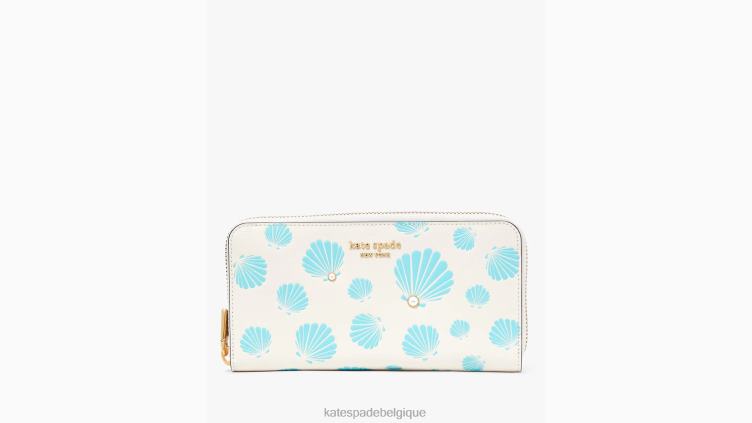 portefeuille continental zippé à motif coquillage embossé morgan Kate Spade femmes accessoires D8288344 crème multi