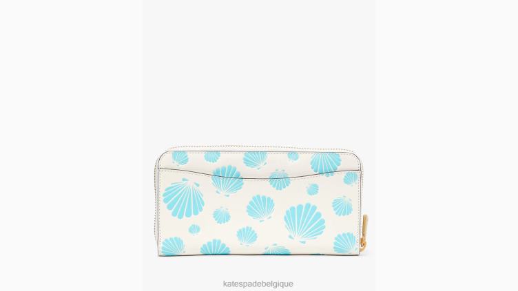 portefeuille continental zippé à motif coquillage embossé morgan Kate Spade femmes accessoires D8288344 crème multi