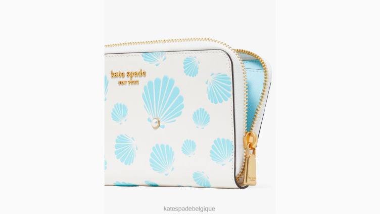 portefeuille continental zippé à motif coquillage embossé morgan Kate Spade femmes accessoires D8288344 crème multi