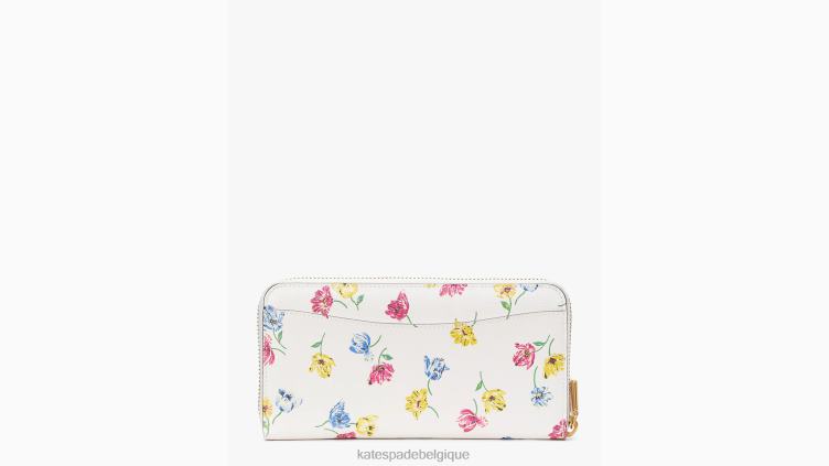 portefeuille continental zippé à motif tulipe Morgan Kate Spade femmes accessoires D8288410 crème multi