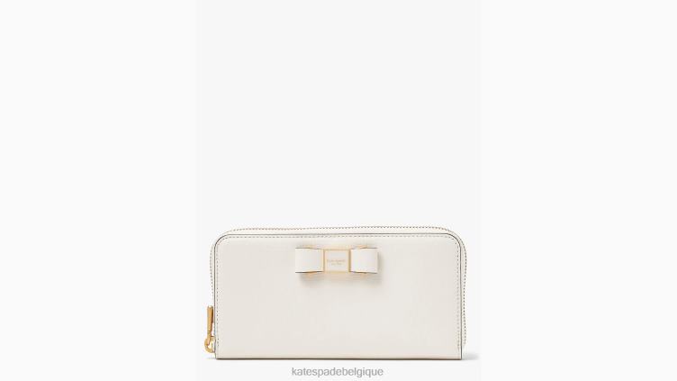 portefeuille continental zippé orné d'un nœud morgan Kate Spade femmes accessoires D8288444 parchemin