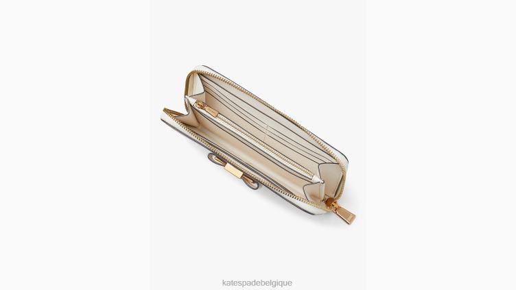 portefeuille continental zippé orné d'un nœud morgan Kate Spade femmes accessoires D8288444 parchemin