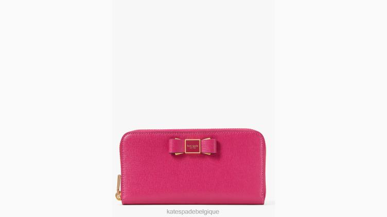portefeuille continental zippé orné d'un nœud morgan Kate Spade femmes accessoires D8288445 prune rose
