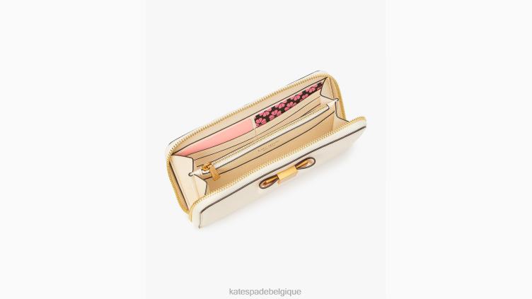 portefeuille continental zippé orné d'un nœud morgan Kate Spade femmes accessoires D8288445 prune rose
