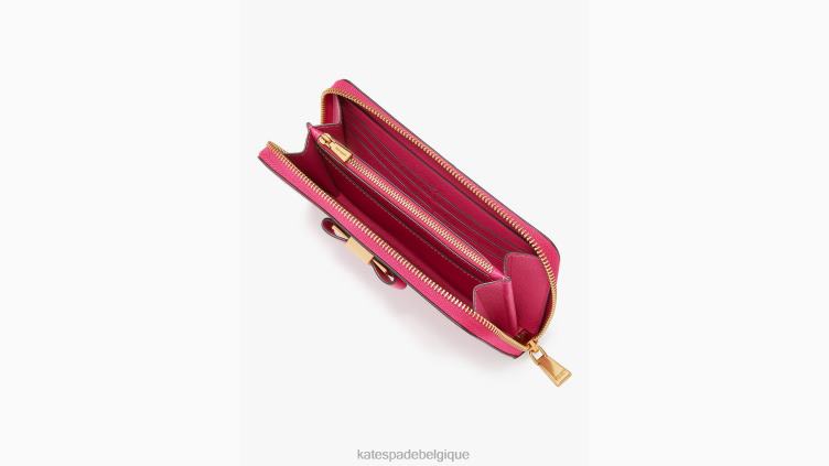 portefeuille continental zippé orné d'un nœud morgan Kate Spade femmes accessoires D8288445 prune rose