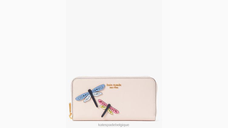 portefeuille continental zippé orné de libellules Kate Spade femmes accessoires D8288374 plage du matin multi
