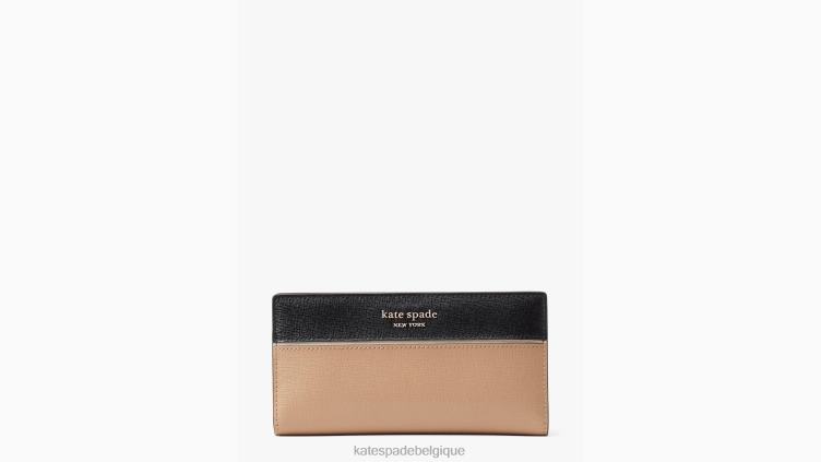portefeuille à deux volets fin aux couleurs contrastées morgan Kate Spade femmes accessoires D8288392 café moka multi