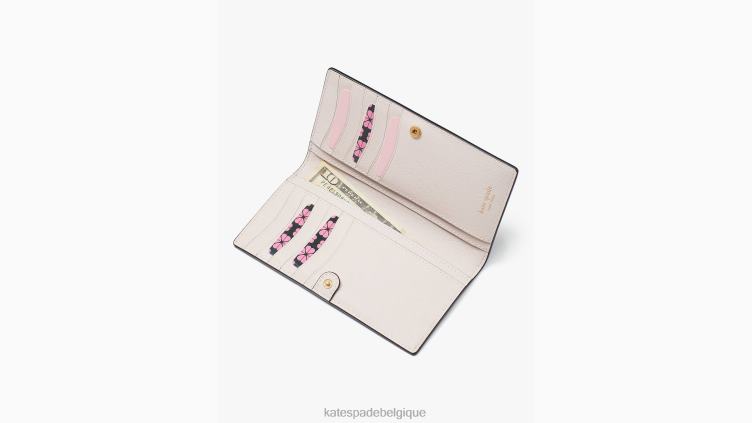 portefeuille à deux volets fin aux couleurs contrastées morgan Kate Spade femmes accessoires D8288392 café moka multi