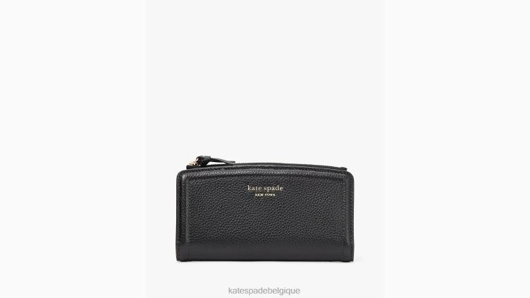 portefeuille fin à fermeture éclair Kate Spade femmes accessoires D8288455 noir