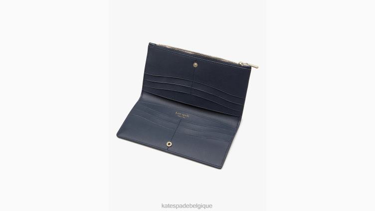 portefeuille fin zippé à fleurs en jacquard Kate Spade femmes accessoires D8288393 bleu multicolore