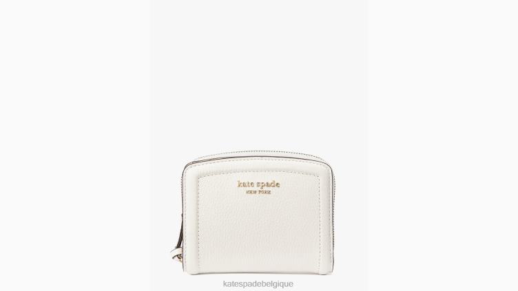 petit portefeuille compact Knot Kate Spade femmes accessoires D8288349 crème