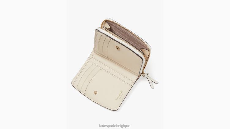 petit portefeuille compact Knot Kate Spade femmes accessoires D8288349 crème