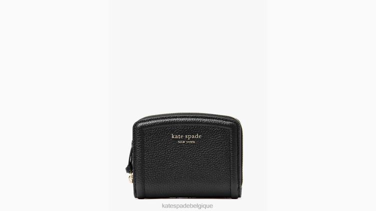 petit portefeuille compact Knot Kate Spade femmes accessoires D8288350 noir