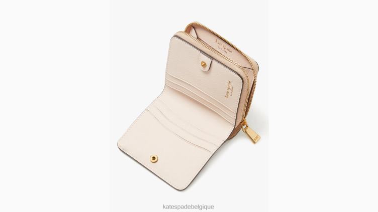 petit portefeuille compact morgan color block Kate Spade femmes accessoires D8288458 cornouiller pâle multi