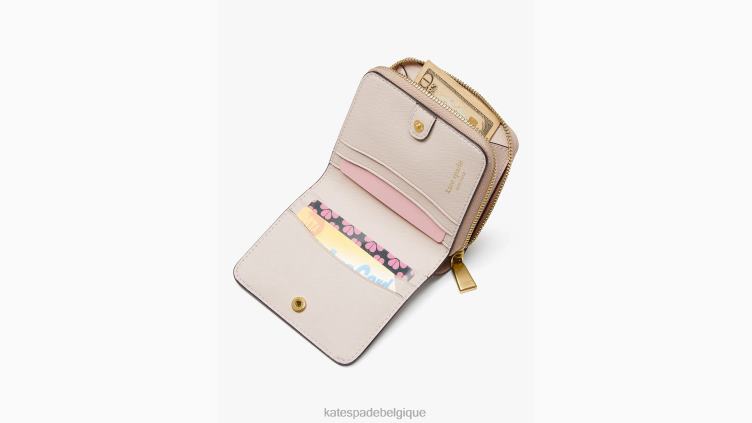 petit portefeuille compact morgan color block Kate Spade femmes accessoires D8288458 cornouiller pâle multi