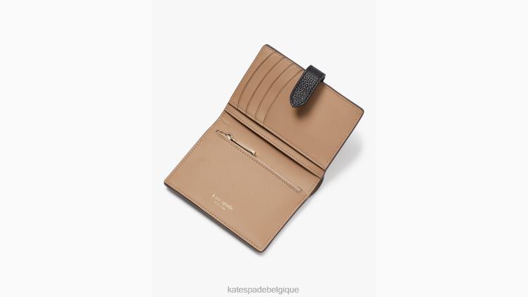 petit portefeuille à deux volets Hudson aux couleurs contrastées Kate Spade femmes accessoires D8288394 parchemin multi