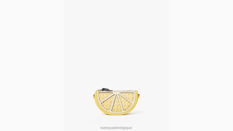 porte-monnaie à chaîne à goutte de citron Kate Spade femmes accessoires D8288373 pissenlit jaune multi